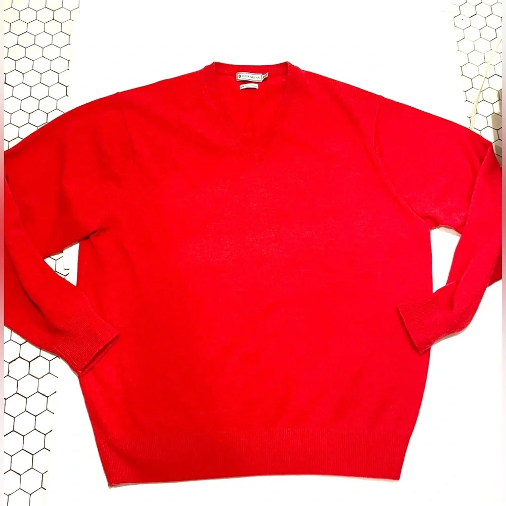 PETER MILLER Men’s V Neck Luxe Cashmere XL Sweater Raspberry - Picture 1 of 7